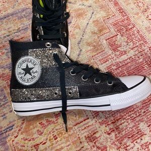 Black sparkly Chuck Taylor Converse, size 7…never worn!